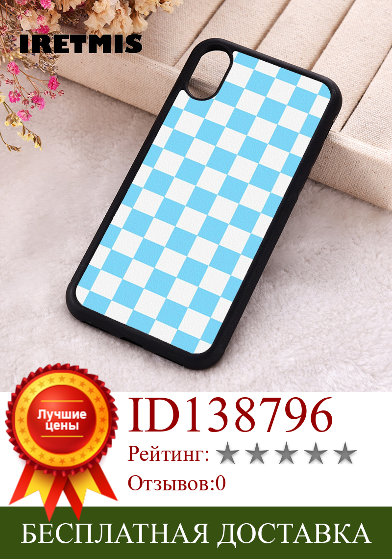 Изображение товара: Чехол для телефона Iretmis 5 5S SE 2020, чехлы для iphone 6 6S 7 8 Plus X Xs Max XR 11 12 13 MINI Pro, мягкий силиконовый светло-голубой в клетку