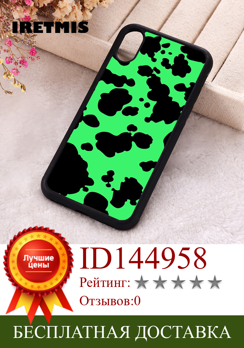 Изображение товара: Чехол для телефона Iretmis 5 5S SE 2020, чехлы для iphone 6 6S 7 8 Plus X Xs Max XR 11 12 13 MINI Pro, мягкий силиконовый чехол из ТПУ с коровьим принтом, зеленый