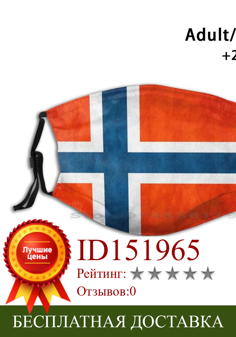 Изображение товара: Норвегия | Норвежский флаг | Национальный флаг норвежский для взрослых детей моющаяся забавная маска для лица с фильтром Национальный флаг официальный флаг