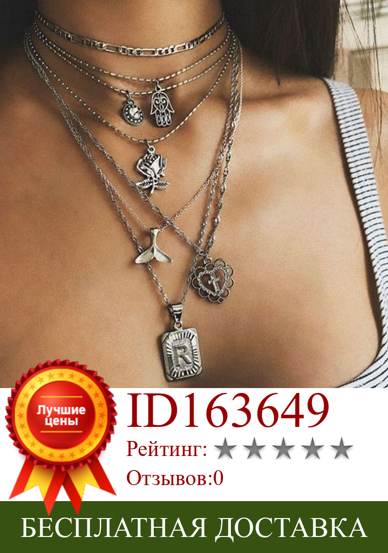 Изображение товара: HebeDeer ожерелья с сердцем и крестом ювелирные изделия начальные влюбленные Модная девушка серебряного цвета винтажное ожерелье цепочка женские ожерелья с розой