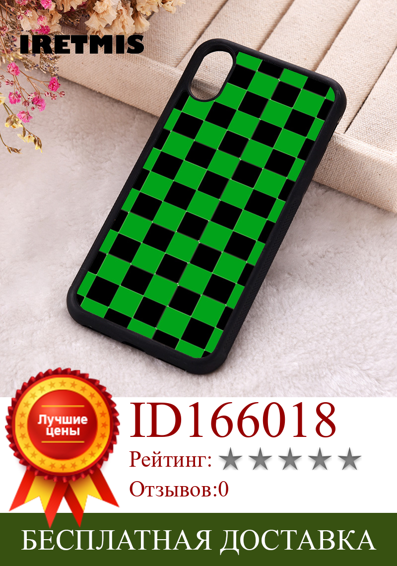 Изображение товара: Чехол для телефона Iretmis 5 5S SE 2020, чехлы для iphone 6 6S 7 8 Plus X Xs Max XR 11 12 13 Mini Pro, мягкие черные и зеленые шашки
