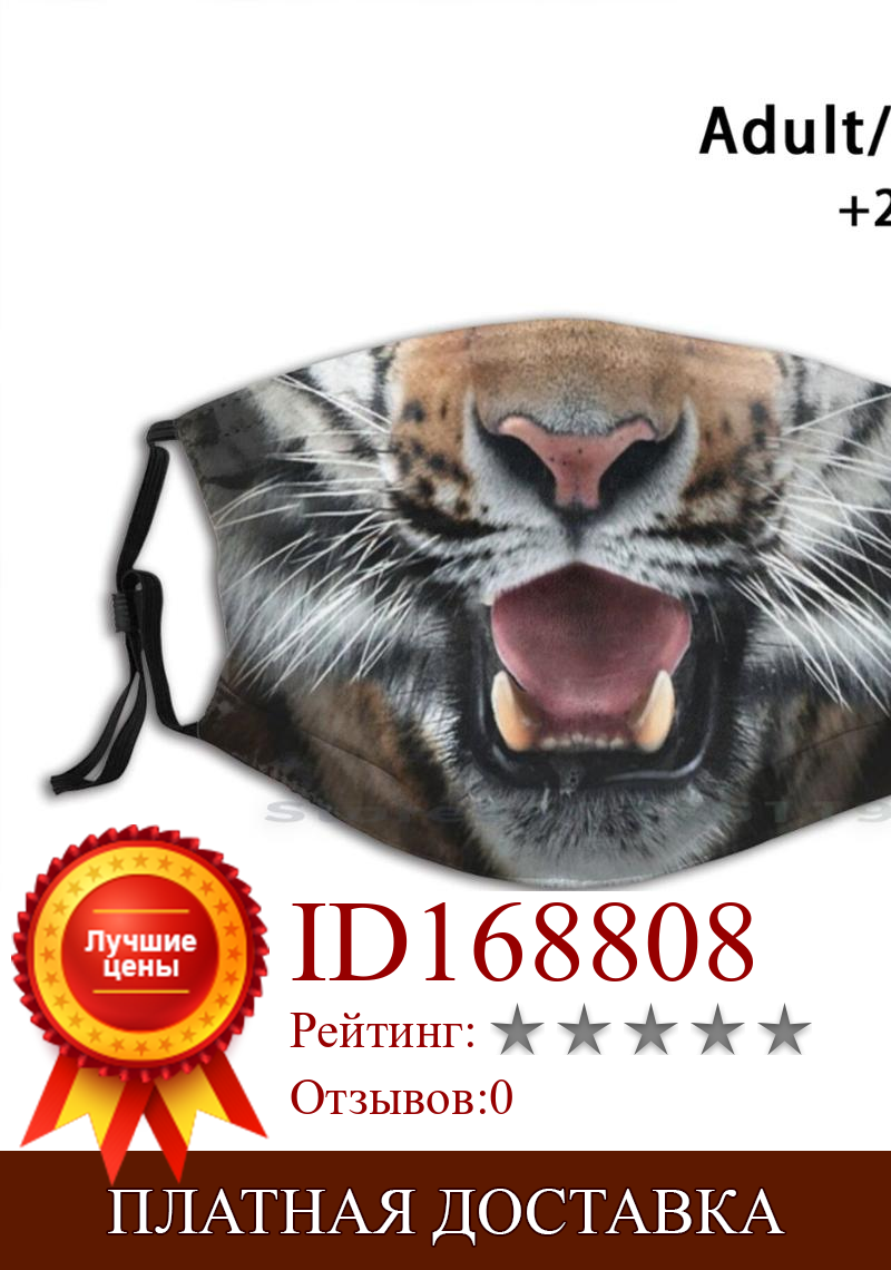 Изображение товара: Милая Тигровая маска для лица с изображением рта многоразовый фильтр Pm2.5 Сделай Сам маска для рта Детские Тигры бирюзовые оранжевые простые тигровые узоры