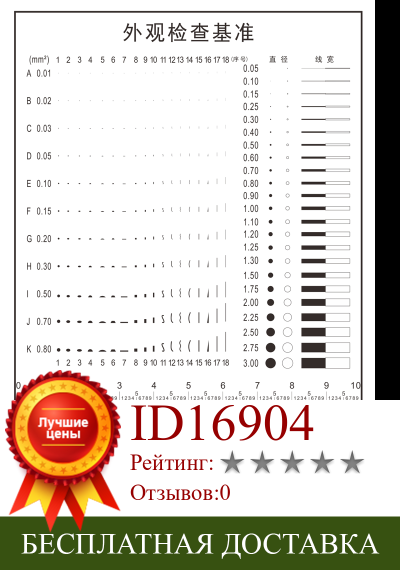Изображение товара: Пленочная линейка, Калибровочная карта, карта для сравнения пятен, суппорт, внешний вид, дефект, сравнение, контрольная проверка J-7
