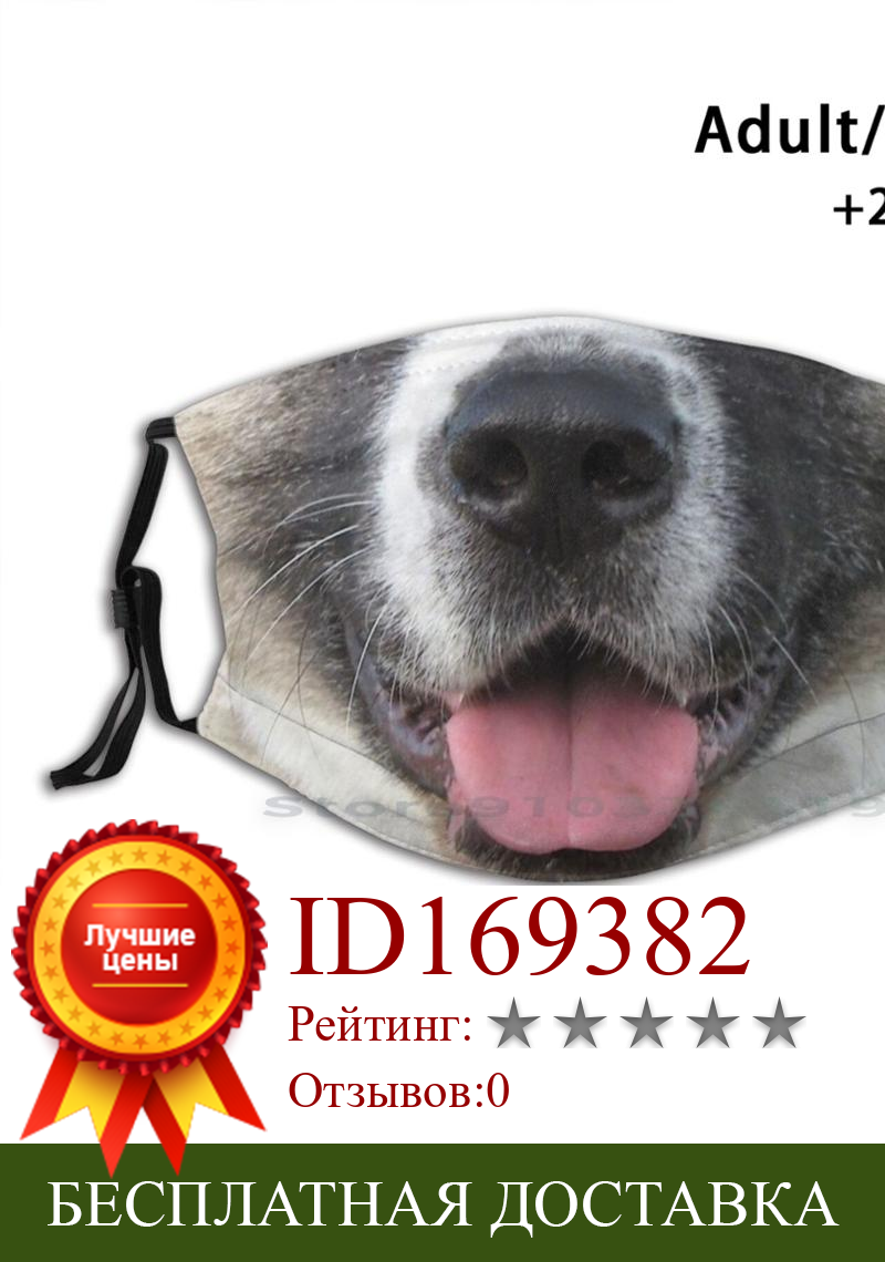 Изображение товара: Намордник для собак Akita, пылевой фильтр, смываемая маска для лица, намордник для детей, морда для собак, морда, нос, язык