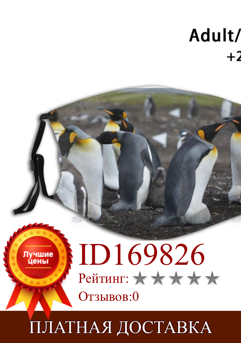 Изображение товара: Пингвины, многоразовая маска для лица с фильтрами, детская маска для здорового здоровья, отказа, социальная отказа, 6 футов