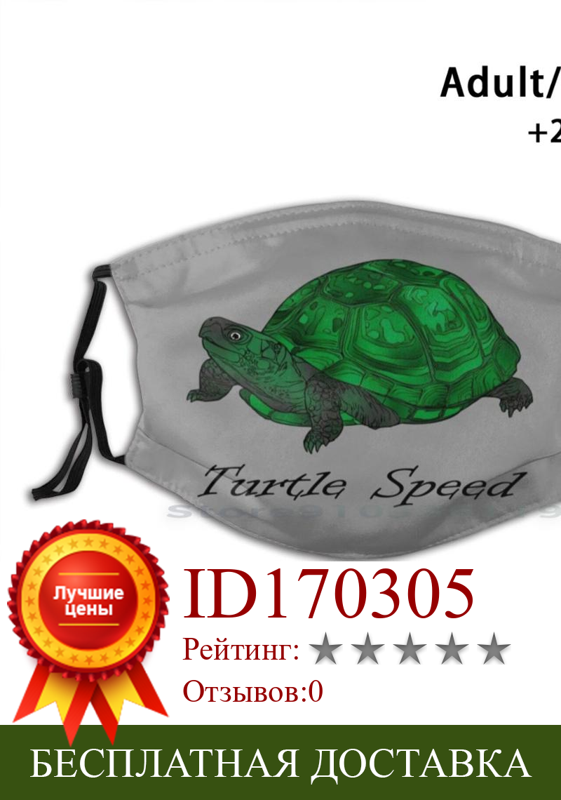 Изображение товара: Черепаха скорость взрослых детей моющаяся забавная маска для лица с фильтром черепаха рептилия хладнокровный зеленый корпус животное скорость медленно