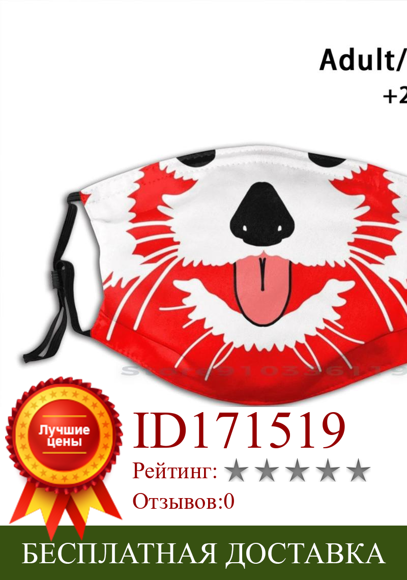 Изображение товара: Милая Красная панда, маска для лица, для взрослых, для детей, моющаяся, забавная маска для лица с фильтром, красная панда, лица, панда, Gifs