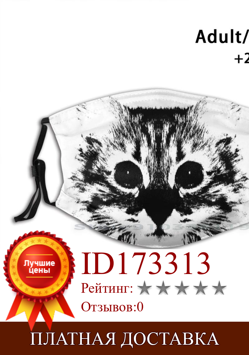 Изображение товара: Многоразовая маска для лица с рисунком кошки, с фильтрами, для детей, Сибирская кошка, милые кошки, забавные животные, котята, домашние животные, кошачьи