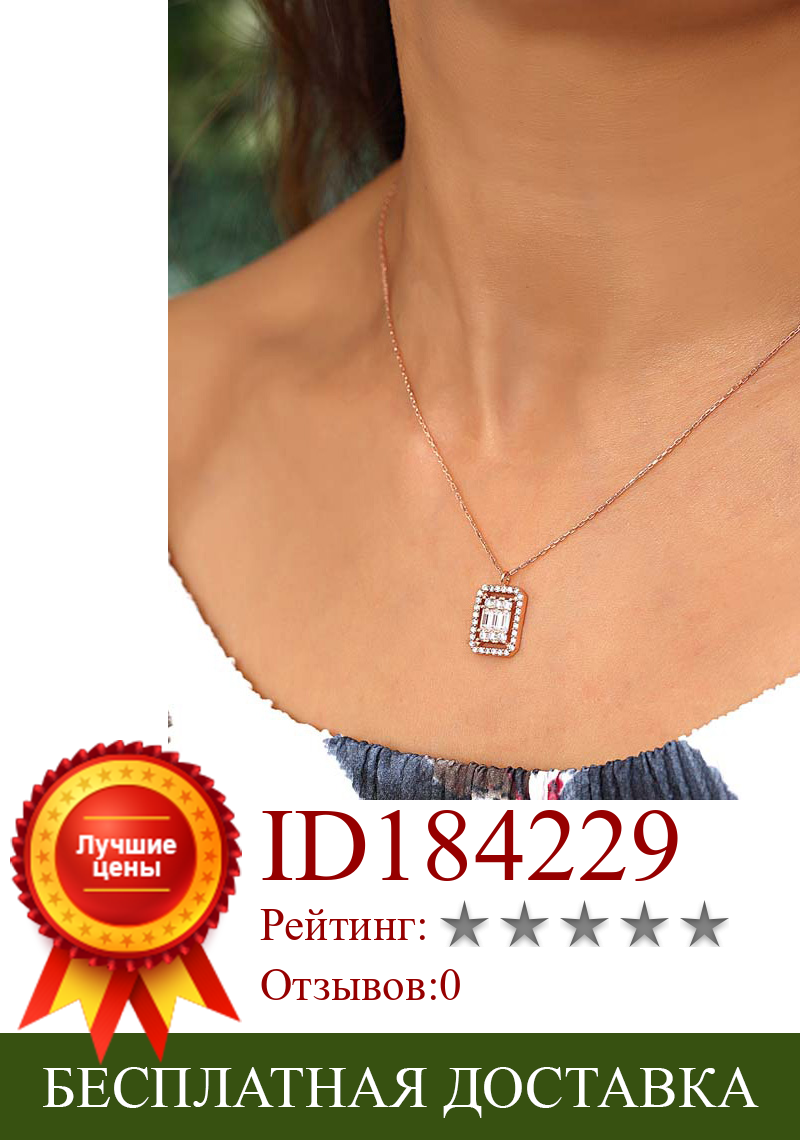 Изображение товара: Эффектное ожерелье ювелирный стержень с цирконием кулон 925 пробы серебро розовое золото позолоченная цепочка