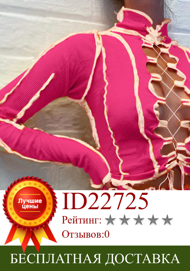 Изображение товара: Женская трикотажная футболка в полоску, с длинным рукавом, обтягивающая, осенняя, клувечерние, уличная одежда в стиле Харадзюку