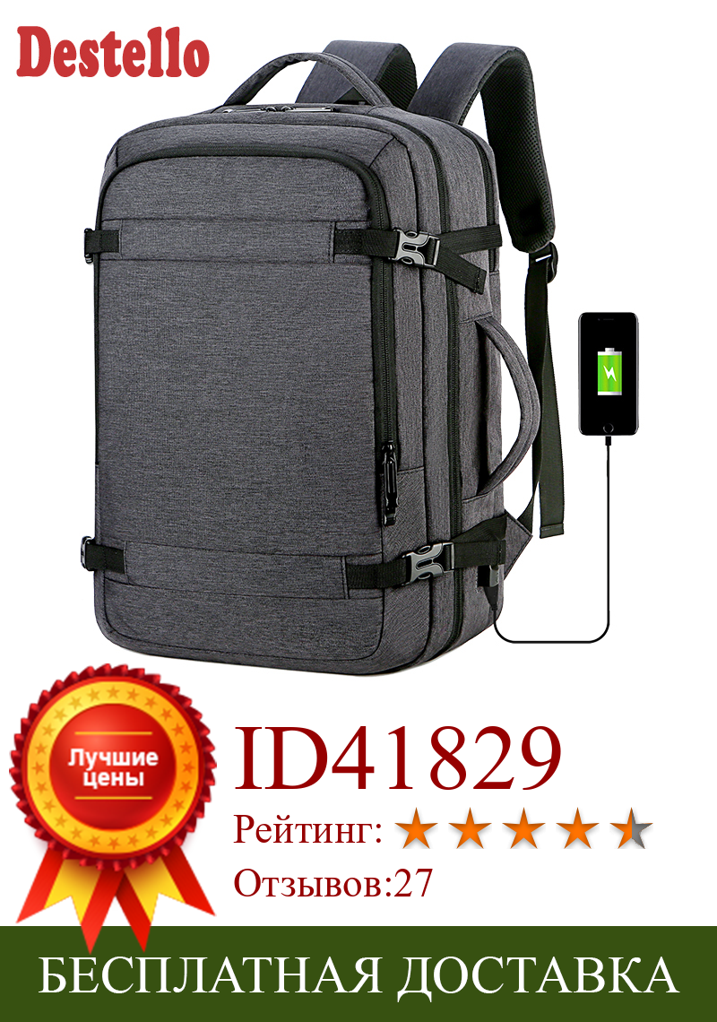 Изображение товара: Водонепроницаемый деловой рюкзак для мужчин, многофункциональная сумка для ноутбука 16 дюймов с Usb-разъемом, Вместительная дорожная сумка, школьный портфель для мужчин