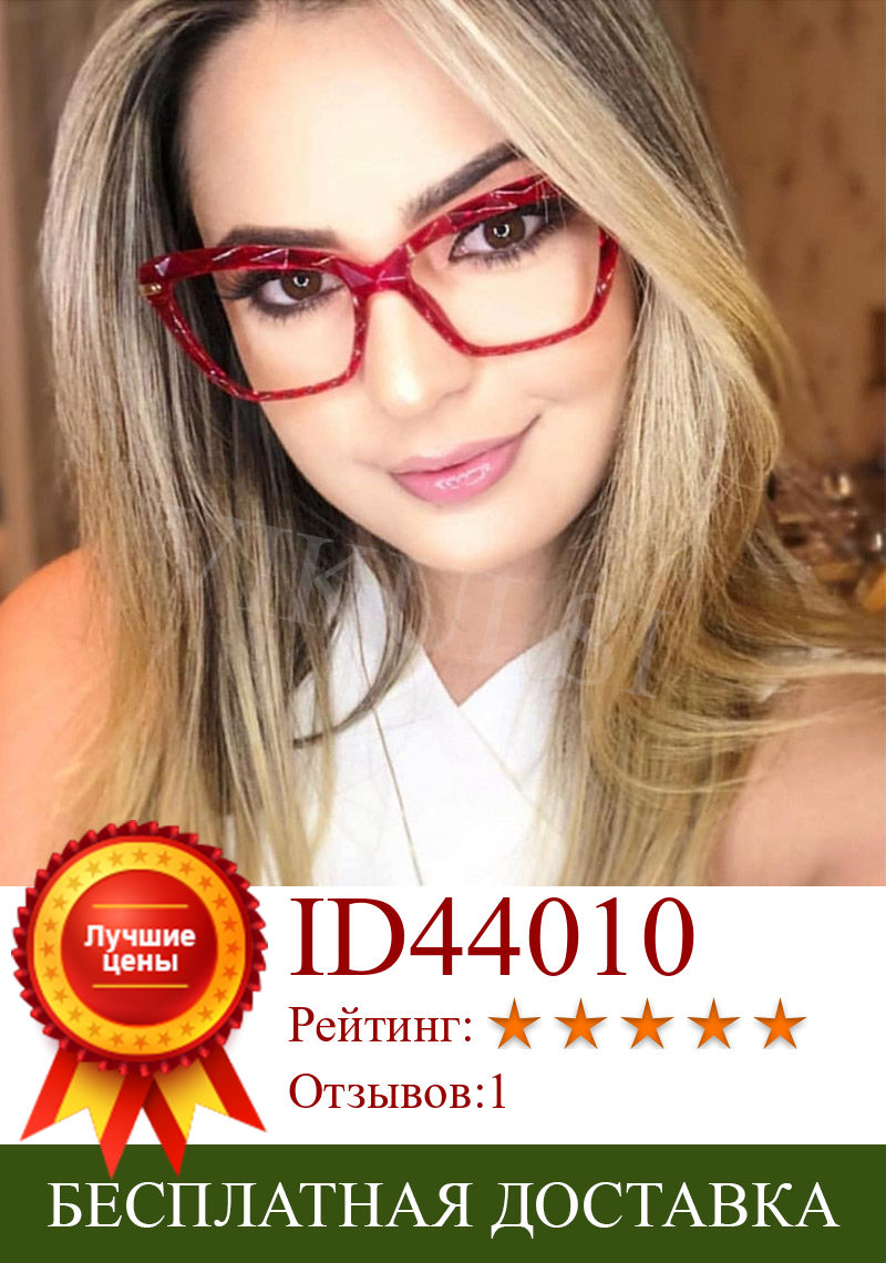 Изображение товара: Оправа для очков с красными кристаллами TR90, женские прозрачные очки «кошачий глаз», популярная оптическая оправа для очков, женские очки