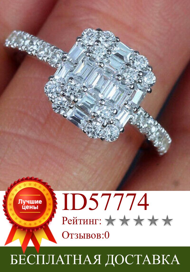 Изображение товара: Лидер продаж высокое качество роскошные ювелирные изделия стерлингового серебра 925 T Принцесса Cut 5A кубического циркония для женщин обручальное кольцо подарок
