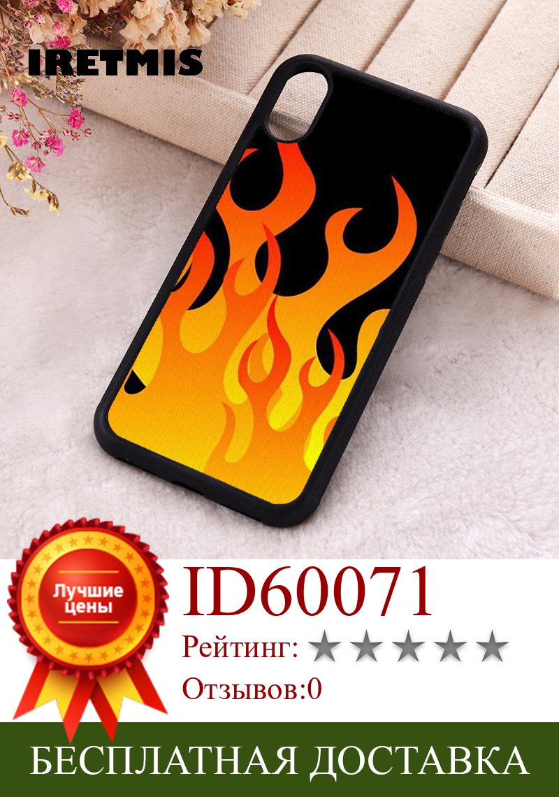Изображение товара: Чехол Iretmis 5 5S SE 2020 для телефона iphone 6 6S 7 8 Plus X Xs Max XR 11 12 13 MINI Pro, Мягкий Силиконовый ТПУ с оранжевым пламенем