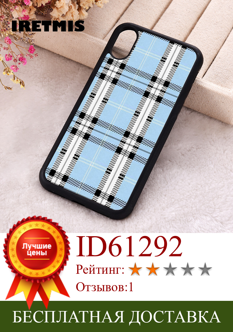 Изображение товара: Чехол для телефона Iretmis 5 5S SE 2020, чехлы для iphone 6 6S 7 8 Plus X Xs Max XR 11 12 13 MINI Pro, мягкий силиконовый синий клетчатый дизайн