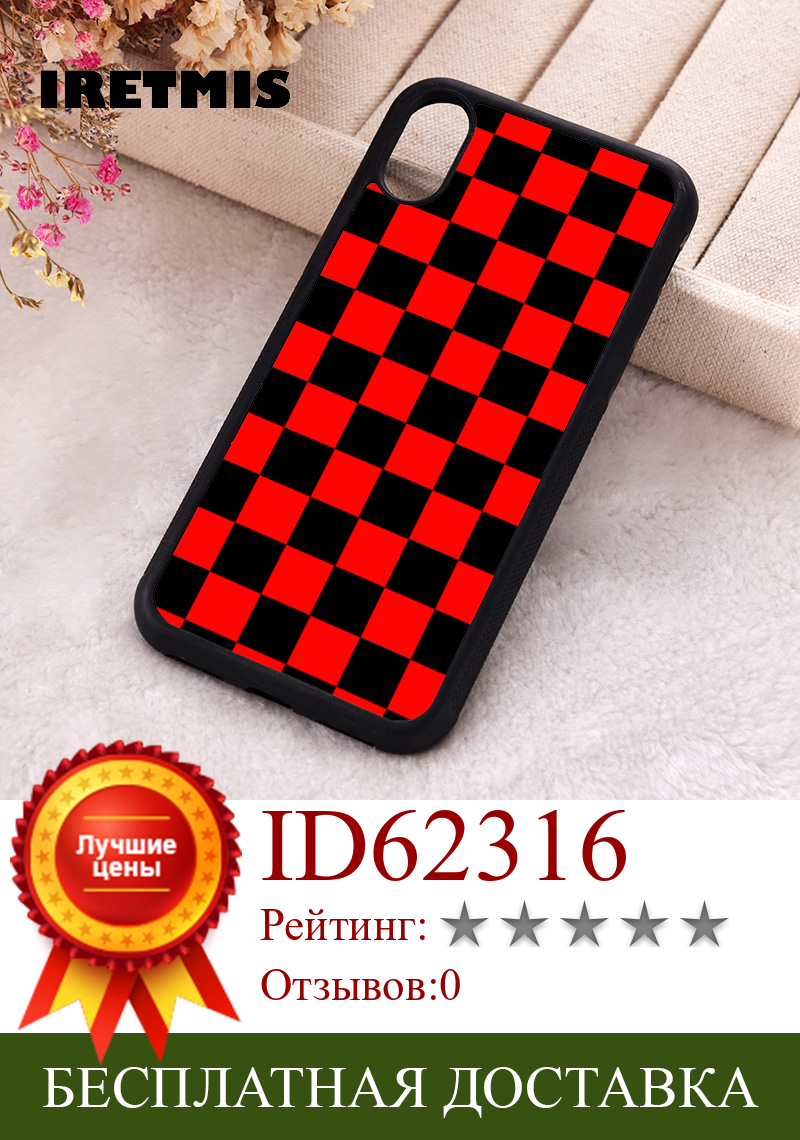 Изображение товара: Чехол для телефона Iretmis 5 5S SE, чехлы для iphone 6 6S 7 8 Plus X Xs Max XR 11 12 13 MINI Pro, мягкий силиконовый чехол в клетку, красный, черный