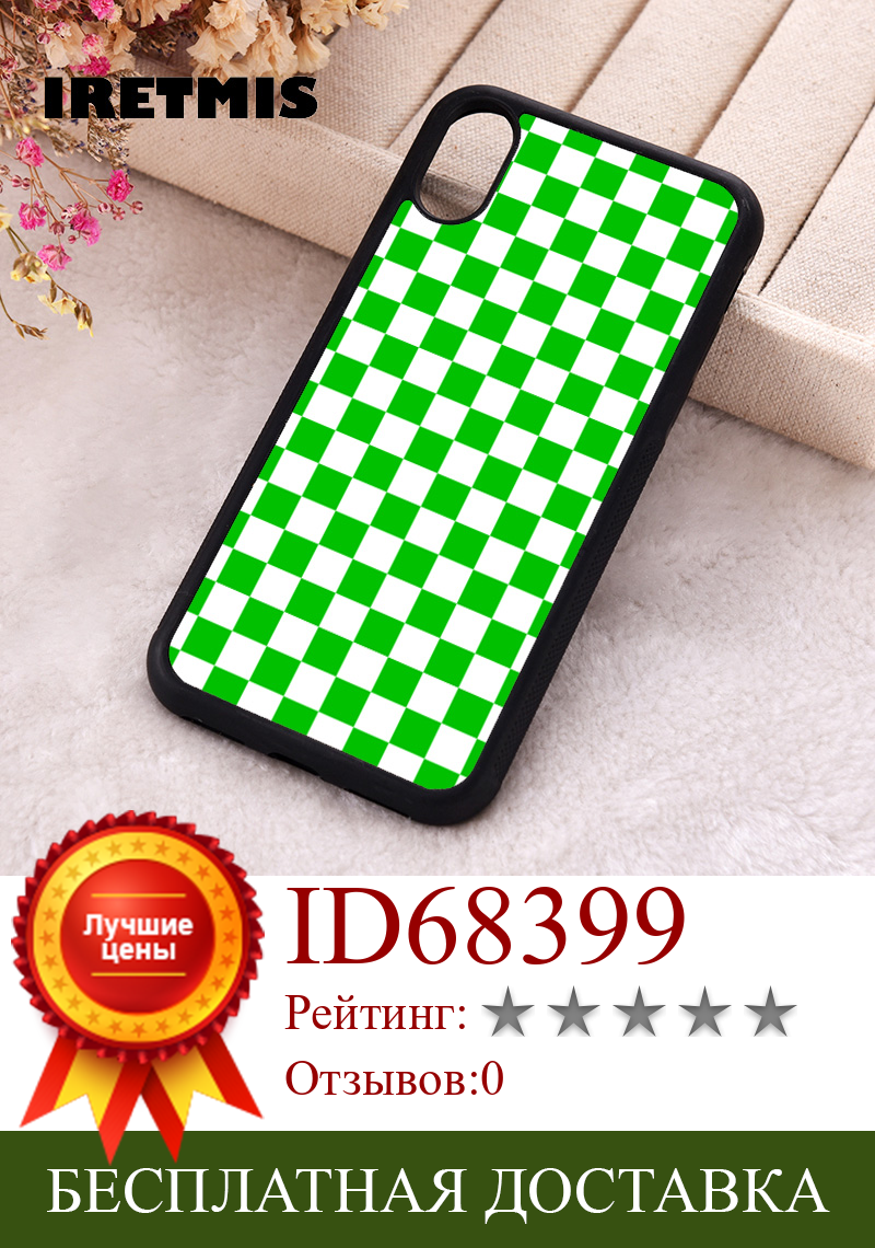 Изображение товара: Чехол для телефона Iretmis 5 5S SE, чехлы для iphone 6 6S 7 8 Plus X Xs Max XR 11 12 13 MINI Pro с зелеными шахматными шахматами в клетку