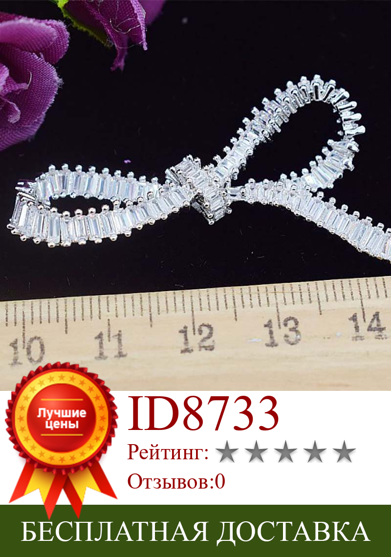 Изображение товара: 45 мм Женский высокого качества лук CZ инкрустированный жемчужный браслет пряжка, ожерелье с пряжкой, свитер цепи подключения пряжки