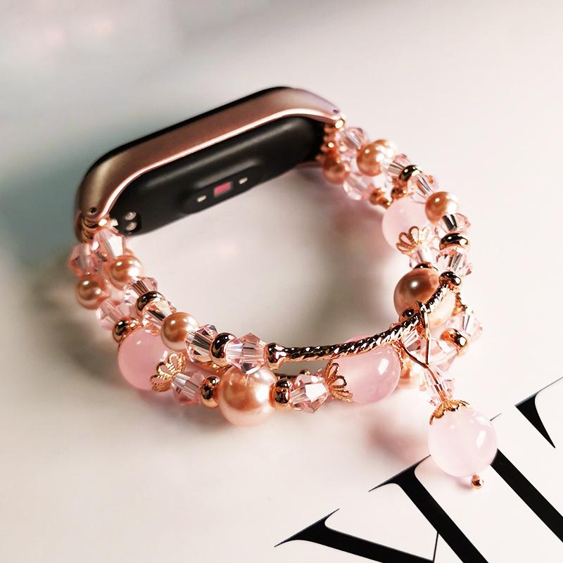 Изображение товара: Ремешок для часов для Xiaomi Mi Band 5 4 3, модный браслет с бусинами, сменный Браслет для mi band5 4 3, женские наручные часы для девушек