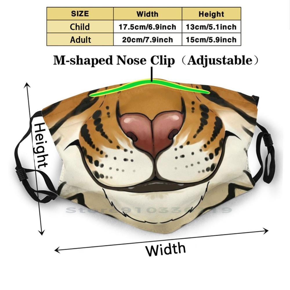 Изображение товара: Смайлик-Счастливый тигр рот печати многоразовые Pm2.5 фильтр DIY рот Маска Дети Тигр большой кот полосы животных