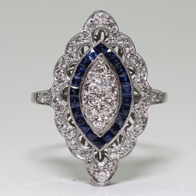 Изображение товара: Женское Обручальное Кольцо Milangirl, обручальное кольцо с голубым камнем, цветные стразы, роскошное ювелирное изделие