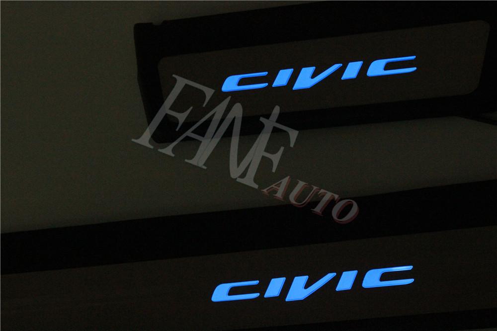 Изображение товара: Автомобиль Стайлинг из нержавеющей стали светодиодная Накладка на пороги защитная накладка для Honda Civic 2012-2015 9-го модуля