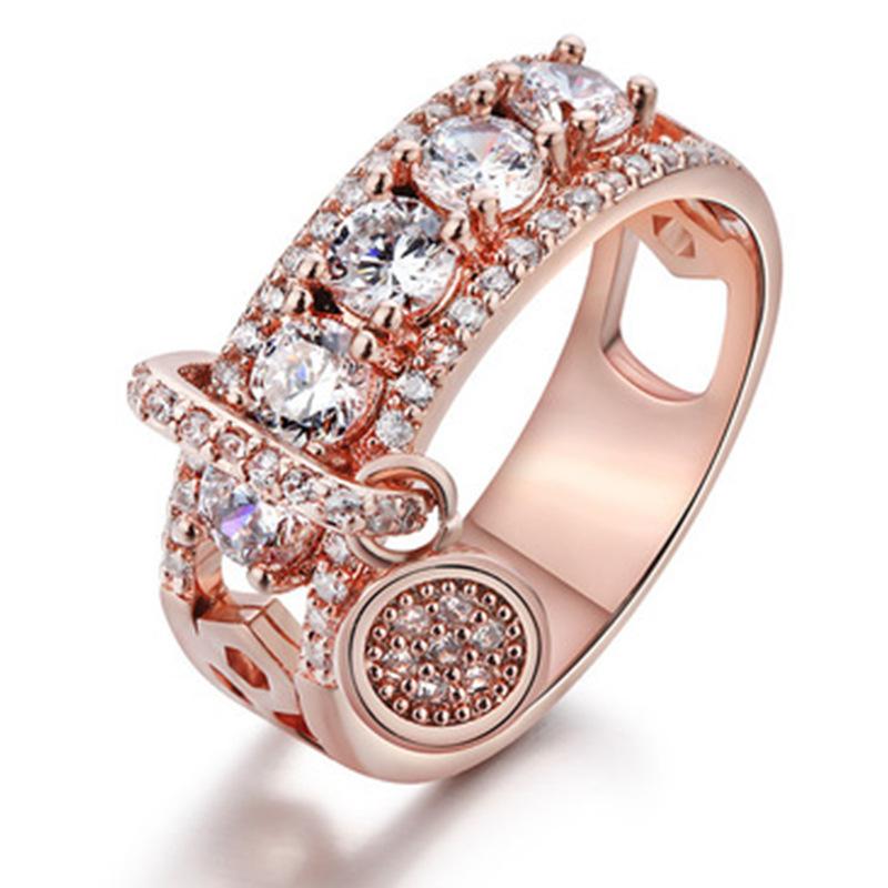 Изображение товара: Новые винтажные обручальные кольца Milangirl из розового золота с кристаллами для женщин Роскошные обручальные кольца с белым цирконием ювелирные изделия