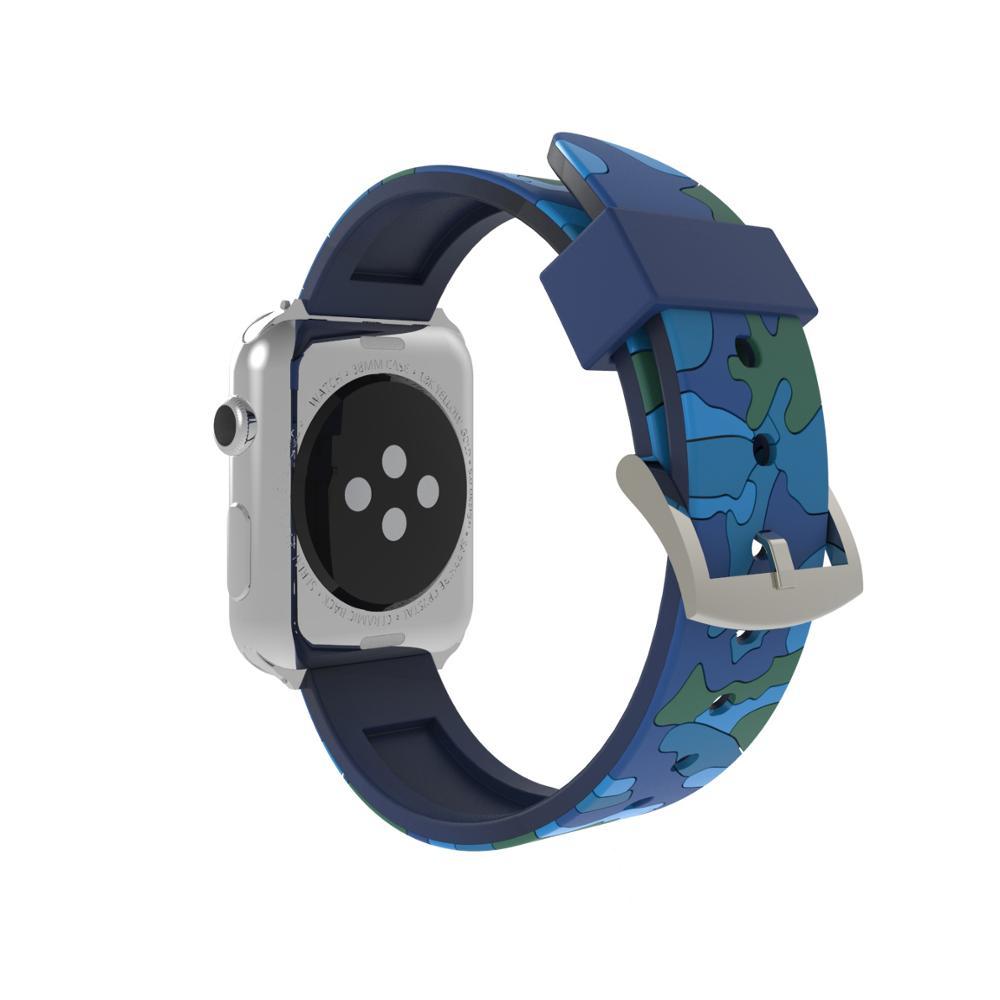 Изображение товара: Камуфляжный силиконовый ремешок для Apple watch 38/42 мм спортивный ремешок браслет для iWatch Band series 6 5 4 3 SE 40 мм 44 мм