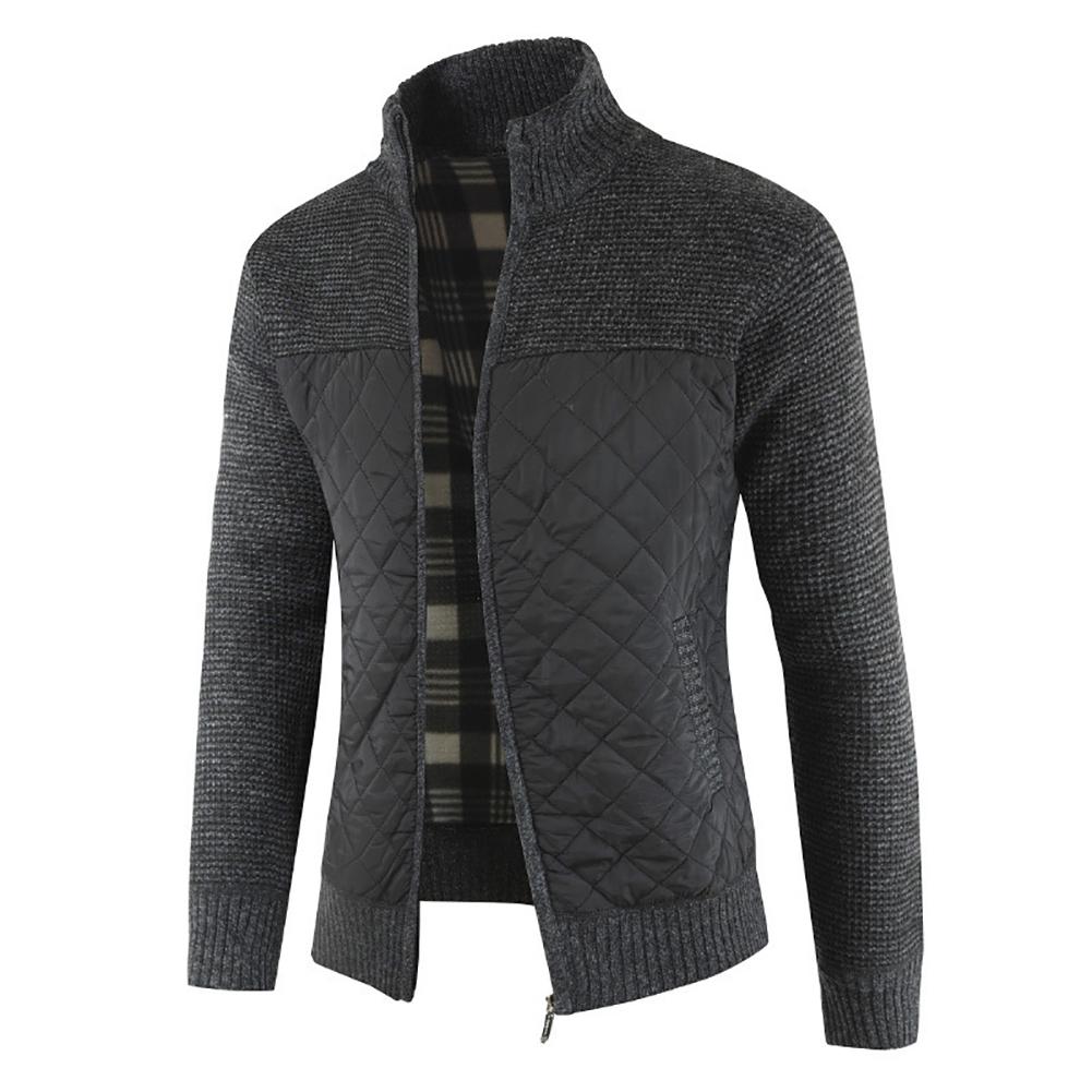 Изображение товара: Мужской повседневный плотный трикотажный свитер на молнии с карманами, теплый облегающий кардиган, пальто, куртки, Осень-зима 2020