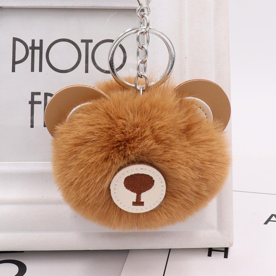 Изображение товара: Bear hair ballDelicate  Cute Novelty Car Keychain Jewelry Bag Accessories Charm Leather Bear Key Ring Holder Keyfob Jewelry