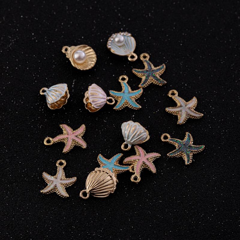 Изображение товара: Xinyao 10 шт./лот Очаровательные Подвески в виде раковины, морской звезды, ножной браслет, подвески для браслета, ожерелья, сделай сам