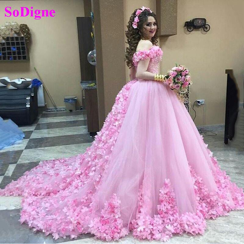 Изображение товара: Женское бальное платье с объемными цветами розы, пышное розовое милое платье 16 цвевечерние, вечернее платье знаменитости, выпускное платье