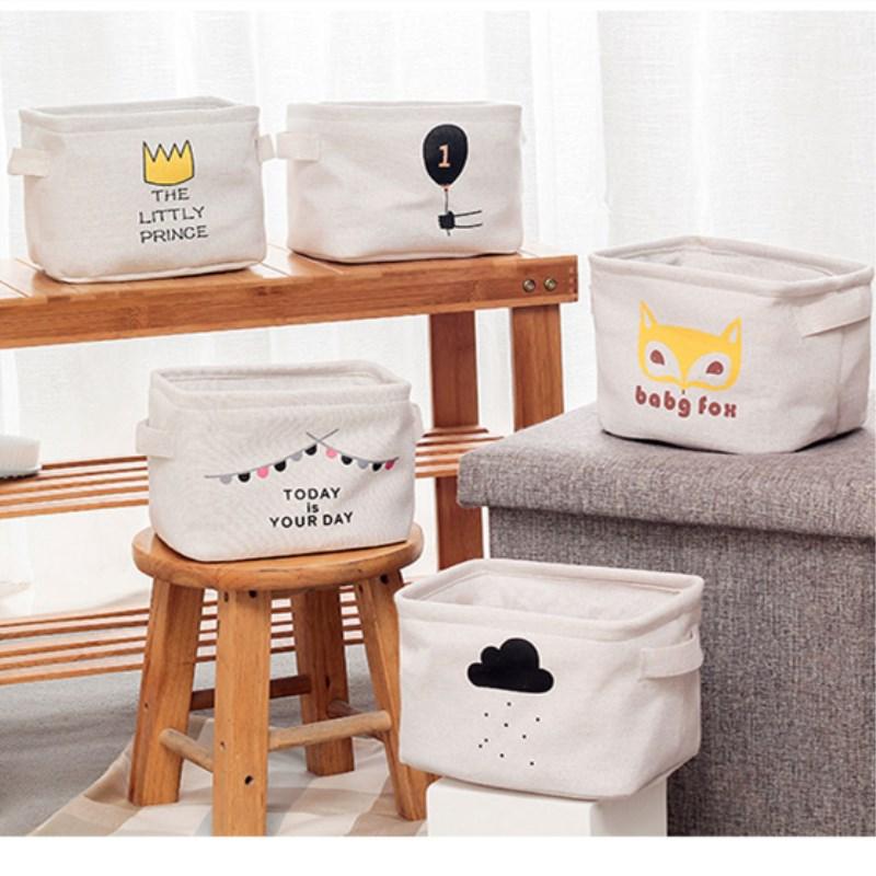 Изображение товара: Хлопковая льняная корзина для хранения, офисный Настольный ящик для хранения, косметичка, детский ящик для хранения игрушек, органайзер для всякой всячины