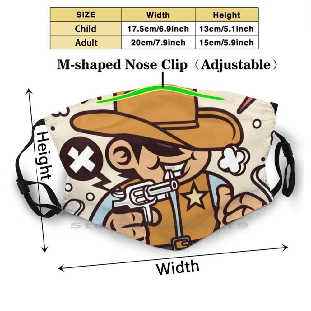 Изображение товара: Персонаж из мультфильма ковбойский шериф-Веселая Иллюстрация-в городе только один пистолет! Многоразовая детская маска для лица с фильтрами