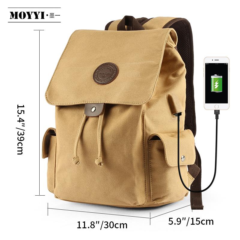 Изображение товара: Модный студенческий рюкзак для ноутбука для подростков, школьный ранец с usb-зарядкой, дорожная водонепроницаемая сумка для книг, однотонный холщовый рюкзак