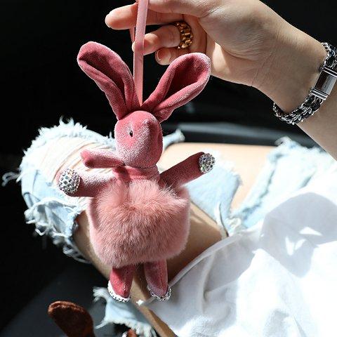 Изображение товара: Корейский милый фланелевый брелок для ключей с кроликом, модный брелок с подвеской в сумку, милый мультяшный кукла, брелок для ключей