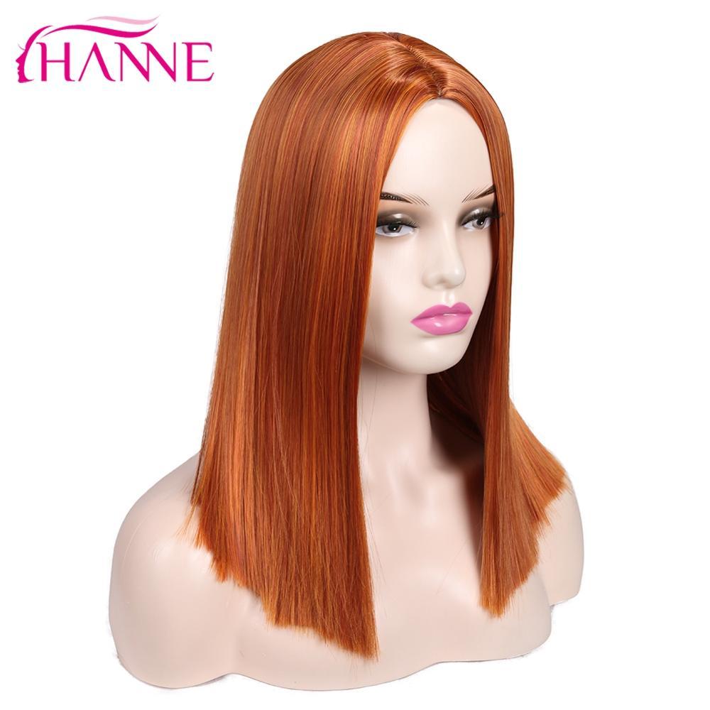 Изображение товара: Парик HANNE для чернокожих/белых женщин, термостойкие синтетические волосы, длина прямого плеча, для косплея или вечерние, оранжевый/желтый/розовый/серый
