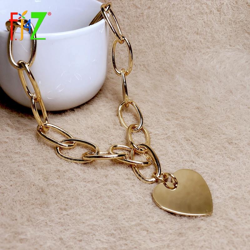 Изображение товара: F.J4Z модное женское ожерелье с кулоном в форме сердца, толстая панцирная цепь в стиле панк, массивное ожерелье с искусственным воротником, ювелирные изделия, подарки, Прямая поставка