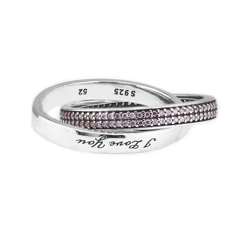 Изображение товара: CKK кольцо с милым розовым бантом Обещание Кольца для мужчин и женщин Anillos Mujer 925 Серебро 925 Свадебные украшения Aneis hombre