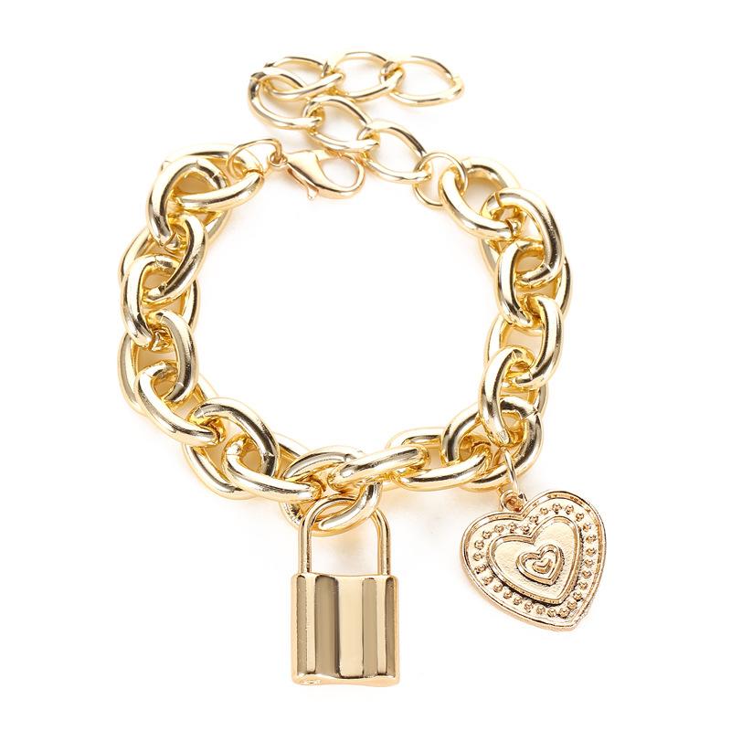 Изображение товара: Массивный преувеличенный браслет-цепочка для женщин в стиле панк, хип-хоп, браслет с замком, пара браслетов, оптовая продажа ювелирных изделий
