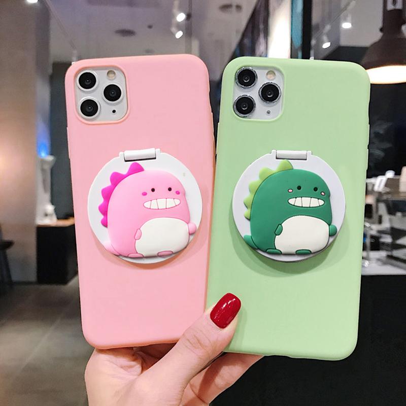 Изображение товара: Cartoon Dinosaur Makeup Mirror Case for Samsung Galaxy J2 Pro 2018 J3 J4 Core J5 J6 Plus J7 Prime J8 Soft Stand Honder Cover