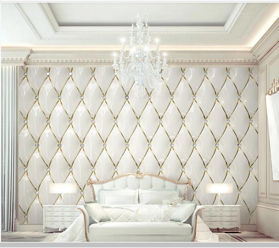 Изображение товара: Papel де parede Роскошный Золотой Кристалл ромбовидный 3D мягкая посылка обои росписи, гостиная спальня обои домашний декор