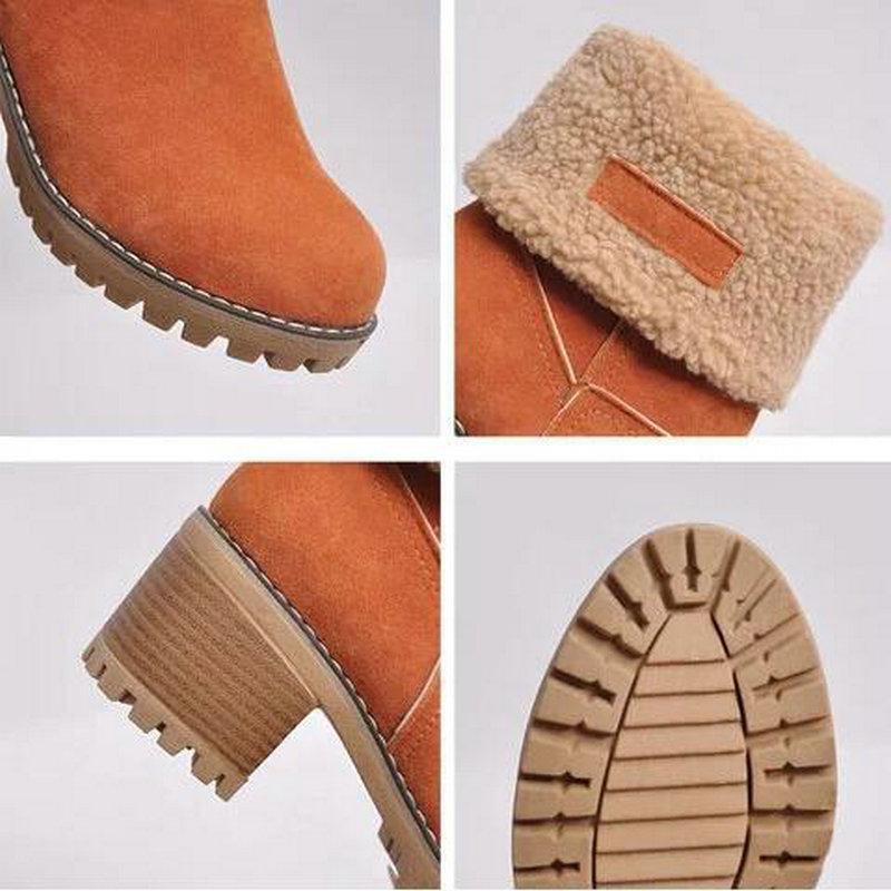 Изображение товара: Новые женские ботинки зимние уличные теплые ботинки на меху водонепроницаемые женские зимние ботинки короткие ботинки на толстом каблуке с круглым носком