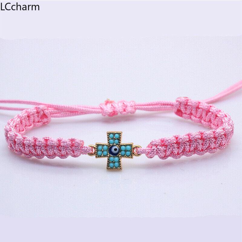 Изображение товара: Korean Fashion Cross Charm Bracelet Women Men Red Cord Lucky String Adjustable Woven Bracelets Bangle Jewelry