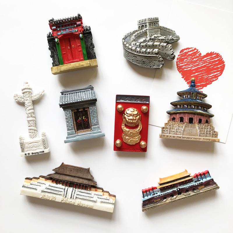 Изображение товара: Сувенирные магниты на холодильник в Пекине, квадратный двор тяньаньмэнь, Великая стена, наклейка из смолы, магнит на холодильник для путешествий