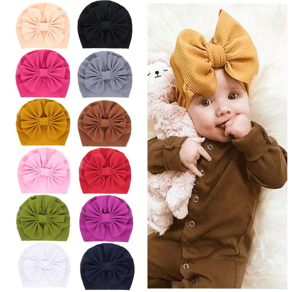 Изображение товара: Yundfly Fashion Baby Girls Corn Kernels Bowknot Hat Newborn Big Bow Knotted Turban Hair Accessories