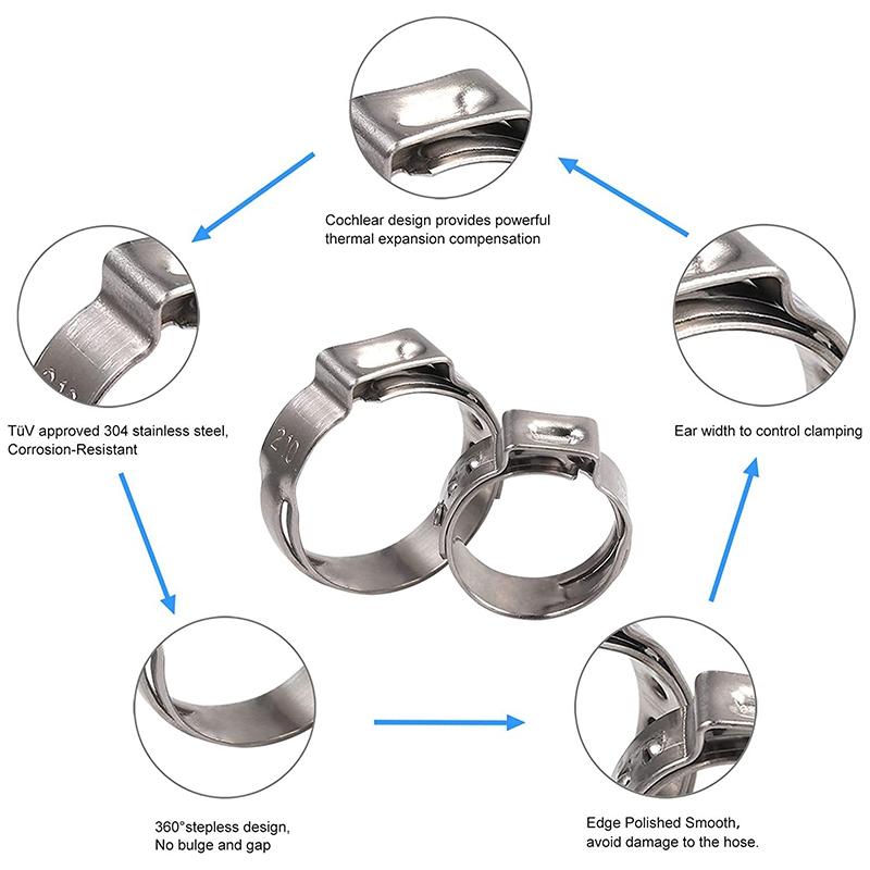 Изображение товара: 1 комплект хомут для шланга 6-21 мм хомут для шланга с зажимом плоскогубцы из нержавеющей стали одинарный хомут для шланга