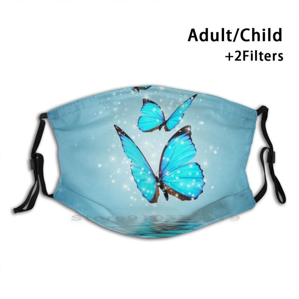 Изображение товара: Волшебные бабочки для взрослых и детей моющаяся смешная маска для лица с фильтром красивые Синие бабочки Волшебная фантазия