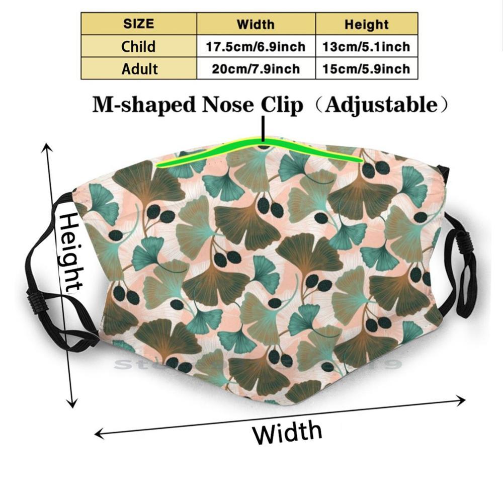 Изображение товара: Многоразовая маска для рта с принтом листьев гинкго Pm2.5, детская маска для рта с изображением листьев гинкго, мятного и розового, зеленого и розового цвета