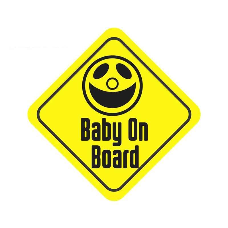 Изображение товара: Мультяшные автомобильные наклейки для ребенка на борту, улыбка, Стайлинг автомобиля, виниловые наклейки для мотоцикла, царапины, водонепроницаемые ПВХ 13 см X 13 см